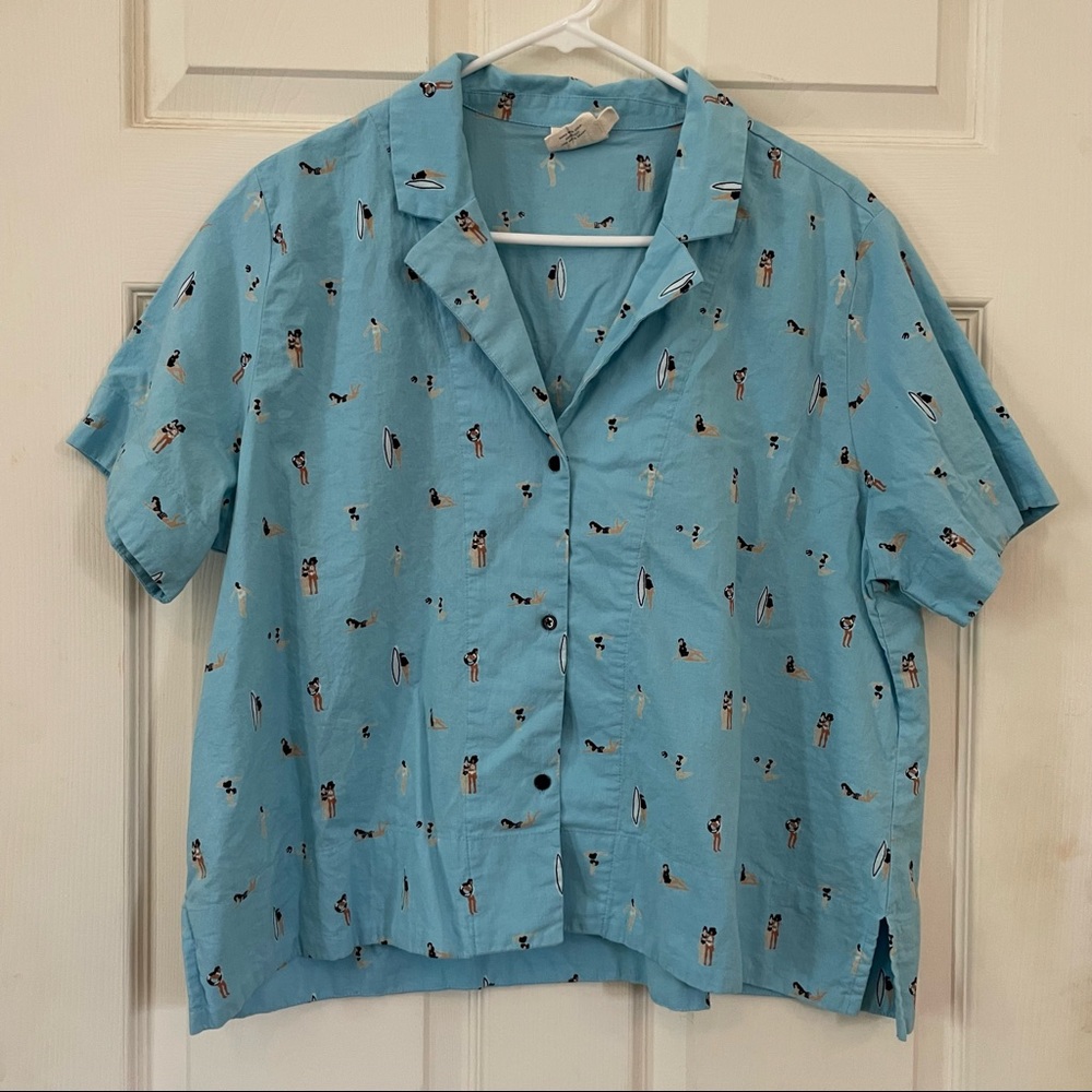 Camp-style swimmers print shirt- sz. XL